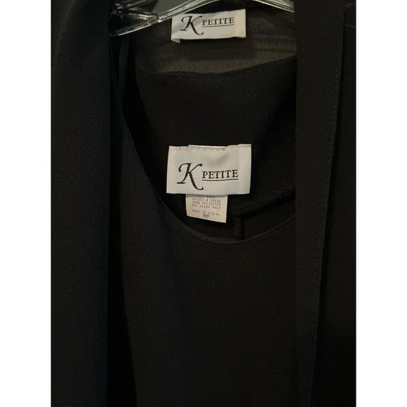 K Petite Sleeveless Little Black Dress with Sheer Tie Front Cover Up Size 8P - Picture 2 of 5